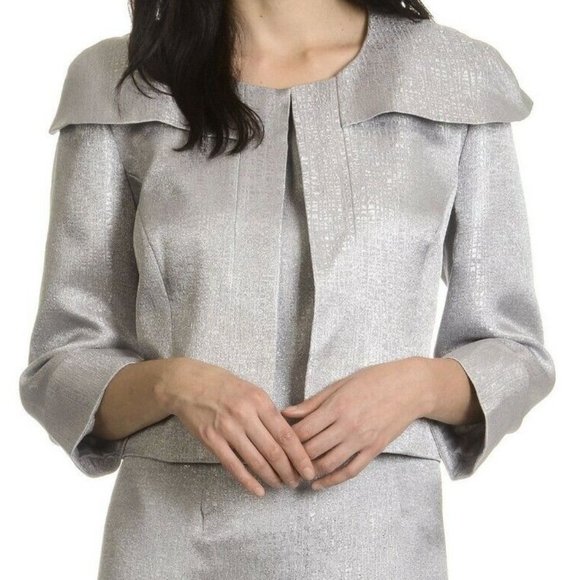 NWT DANILLO Silver Cape Shoulder Blazer Jacket 12 - Picture 1 of 5